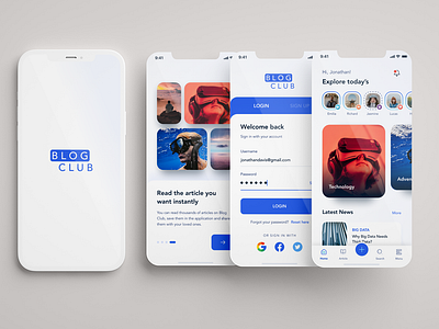 UI/UX design for Blog Club