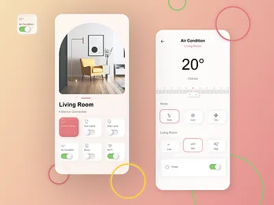 Airflow app design concept. 3d 3dapp 3dbutton airconditionapp app design figmadesign interfacedesign mobileapp mobileappdesign neumorphism new smarthome smarthomeapp ui uiuxdesign ux