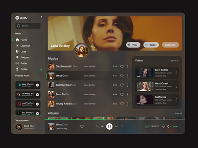 Spotify Redesign appdesign branding dashboard design ipad mobile redesigning spotify spotifyredesign tabletui uidesign uiux