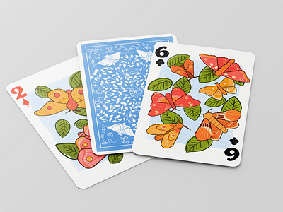 Playing Cards blue butterfly card card illustration graphic design illustration insect moth orange pink playing cards yellow