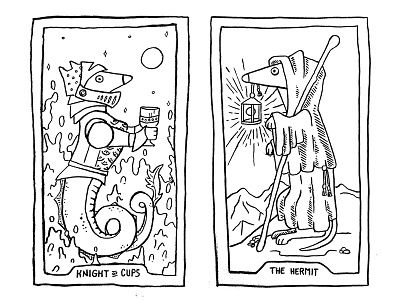 100 Days of Tarot Day 3-4 illustration line art sketch tarot