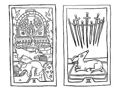 100 days of Tarot Day 5-6 illustration line art sketch tarot