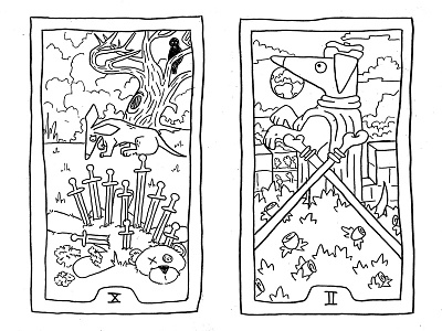 100 days of Tarot Day 31-32 illustration line art sketch tarot