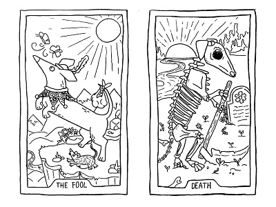 100 days of Tarot Day 35-36 illustration line art sketch tarot