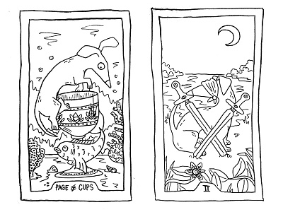 100 days of Tarot Day 37-38 illustration line art sketch tarot