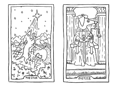 100 days of Tarot Day 41-42 illustration line art sketch tarot