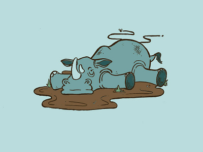 Mondays got me like... animal drawing illustration illustrator ink monday motivation mud pen rhino tired