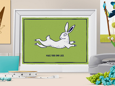 Make Your Own Luck bunny feet ink line art luck macabre rabbit screen print
