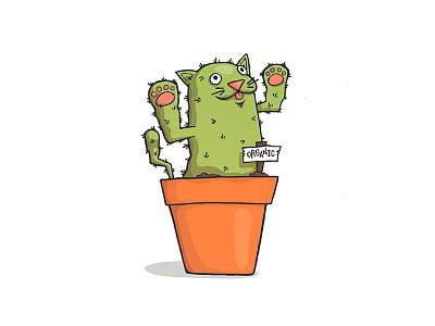 Cat + Cactus = Catcus? cactus cat character green illustration organic plant pot t shirt