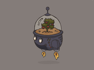 Character Quest Day 6: The Futuristic Farmer character design character quest farmer garden illustration pod robot