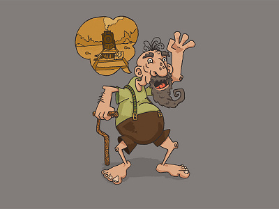 Character Quest Day 11: The Village Elder cane character design character quest crazy elder grumpy illustration old man tall tale western