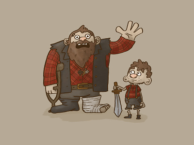 Father/Son Character Study cast charachter design character character design childrens art comic crutch fantasy farmer father illustration son sword