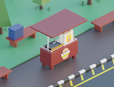 Burger Stall 3d design graphic design illustration