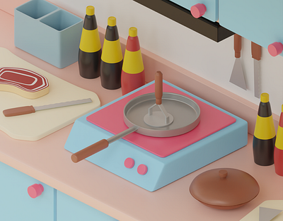 Mini Kitchen 3d design graphic design illustration