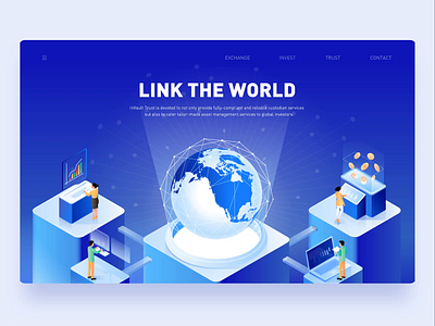 2.5d illustration for inVault — Link the World 2.5d animation blockchain coin computer earth finance financial illustration isometric motion ui video web 张小哈