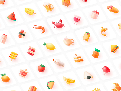 72+ ICONS banana cake carb food icon fruits icon set icondesign icons iconset illustration lemon melon peach sandwich ui wine 张小哈