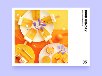 Food Memory — Popsicle (C4D) 3d breakfast c4d dinning eat food ice illustration orange summer yellow zhang 张小哈