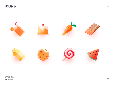 food icons biscuits cake carrot chocolate food icon icons juice lollipops milk watermelon 张小哈