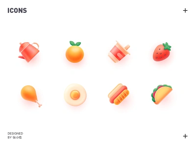 food icons chicken drumsticks egg food food and drink food icons hot dog icon icons illustration orange pancake strawberry teapot yogurt 张小哈