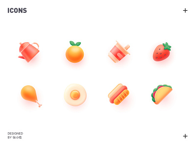 3d food icons