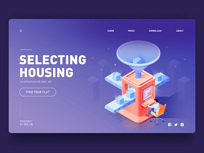 Selecting housing 2.5d houses housing illustration isometric isometric design rent rental app selecting 张小哈