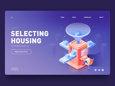 Selecting housing 2.5d houses housing illustration isometric isometric design rent rental app selecting 张小哈
