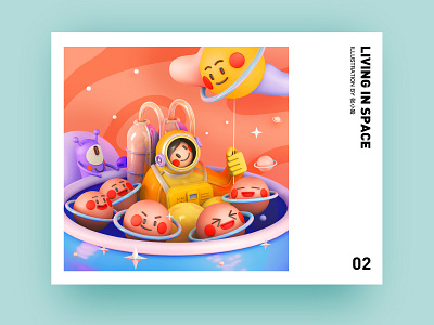 Living in Space [ Lantern Festival ] 3d alien astronaut boy c4d cinema 4d cloud clouds friend illustration kook lantern festival moon planet space spaceman star yuanxiao 张小哈