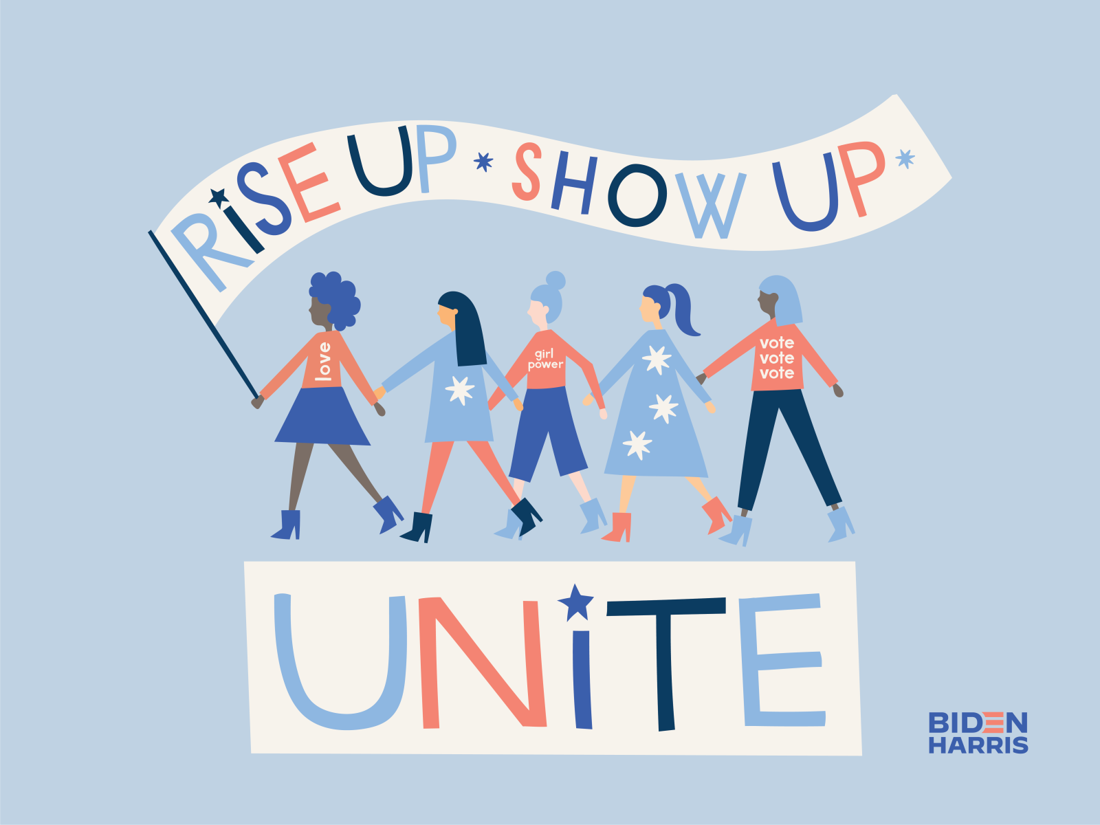 Rise Up. Show Up. UNITE political election day election rise up unite illustration vote