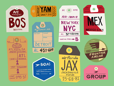 Vintage Luggage Tags design illustration lettering tags vintage