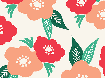 Playful blossoms design floral flowers graphic illustration leaves pattern print