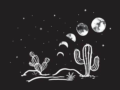 Desert illustration cactus desert design illustration moon phases surface design