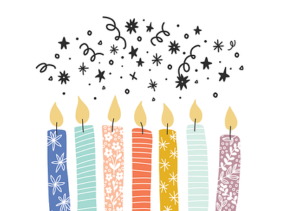 Day 5/100 – Birthday candles upclose birthday candles cards celebration design greeting cards illustration stationery