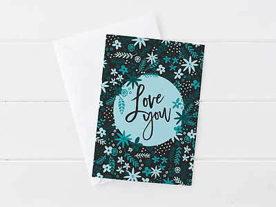 Day 12/100 Love you card design floral pattern flowers greeting card illustration love pattern pattern design stationery surface design