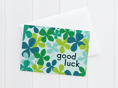 Day 11/100: Good Luck card clovers design four leaf clovers good luck greeting card hand lettering illustration lettering luck lucky plants stationery