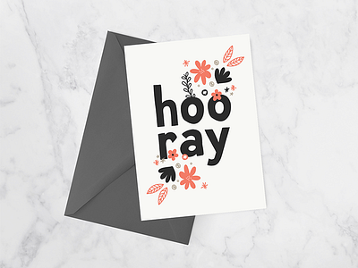 Day 21/100: Hooray! card design doodles greeting card hand lettering lettering stationery