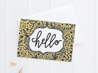 Day 27/100: Hello card design doodles floral pattern greeting card hello illustration lettering pattern pattern design patterns stationery