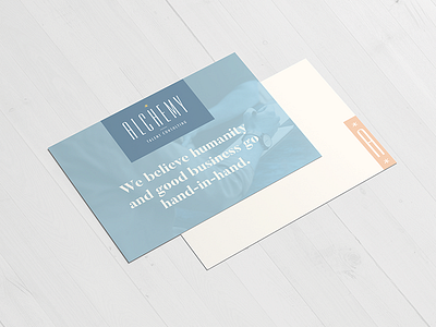 Alchemy Talent Consulting brand design brand collateral brand design branding logo logo design marketing materials postcard visual identity