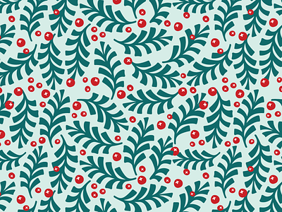 Holiday Holly Pattern christmas christmas pattern holiday illustration holiday pattern holly holly pattern