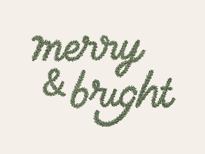 Merry and Bright pine tree lettering christmas design holiday lettering merry and bright pine tree