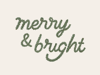 Merry and Bright pine tree lettering