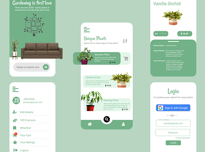 Plants E-Commerce app design ui ux vector