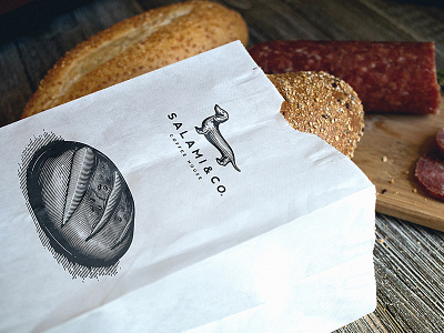 Salami & Co bag branding bread coffee dog illustration logo mor8 packaging