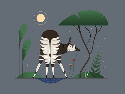 Okapi illustration moon okapi vector
