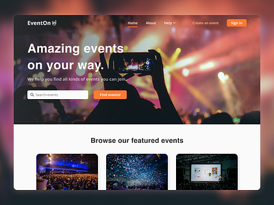 EventOn - Event Finder Landing Page design event event finder landing page ui ui design ux web web design webdesign
