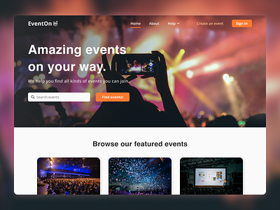 EventOn - Event Finder Landing Page