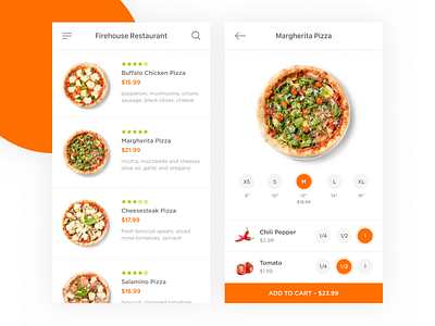 Firehouse Pizza Restaurant app book clean cook food mobile pizza restaurant ui uidesign vegetable