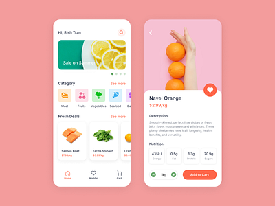 Groceries Shopping App app apple book clean color cook ecommerce food ios iphone minimal mobile ui uidesign ux