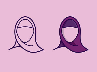 Hijab color headdress hijab icon minimal multicultural muslim shading