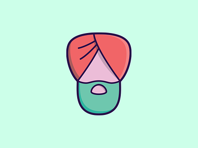 Sikh (wip) headdress icon india mint salmon shading sikh simple vector