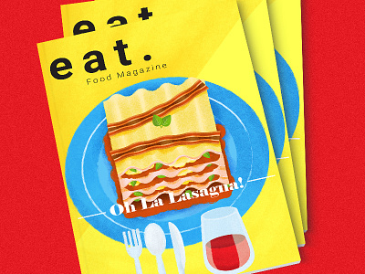 Mock Food Magazine cover editorial food illustration lasagna magazine